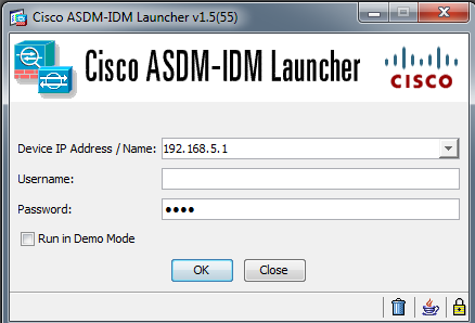 The ASDM Login Screen