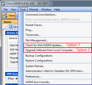 The ASDM Tools File Menu