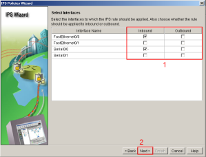 SDM IPS Wizard Interfaces